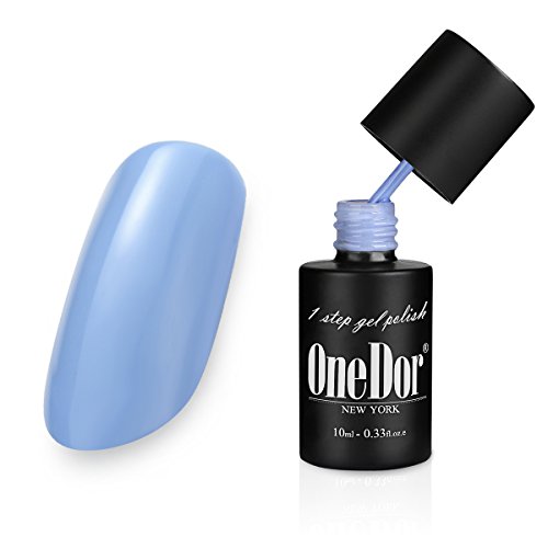 OneDor One Step Gel Polish UV Led Cured Required Soak Off Nail Polish No Base or Top Coat Nail Need (34 - Light blue )