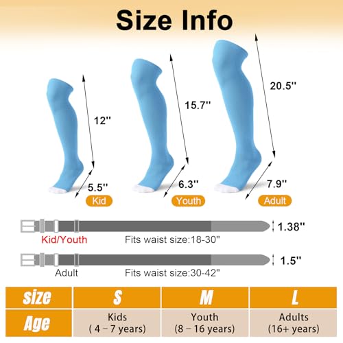 Image of XZQTIVE Baseball Socks and Belt Combo,Over the Knee Softball Socks and Belt,Knee High Football Socks for Kids Youth Adults