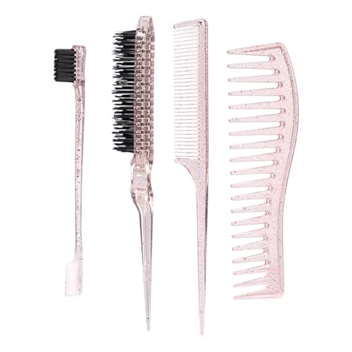 4 cepillos de cerdas para el cuidado del cabello para mujer y hombre, cepillo de cerdas de dientes anchos, cepillo de doble cara para peinar los bordes