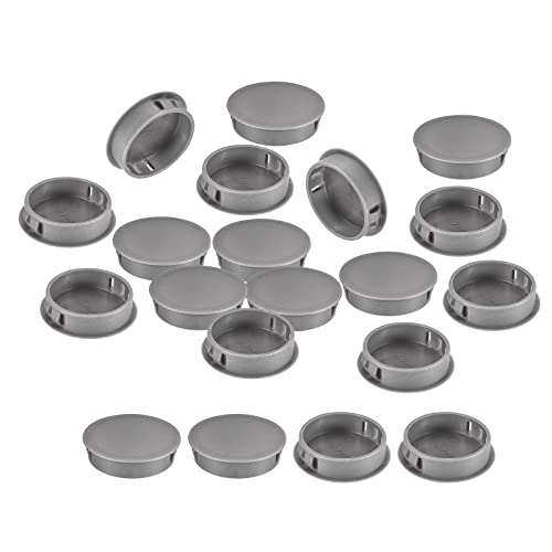 Image of uxcell 1-37 /64 inch Plastic Hole Plugs, 26Pcs Flush Type Panel Round Snap in Fastener Knockout Locking Plugs for Furniture Insert End Caps Panels, Gray