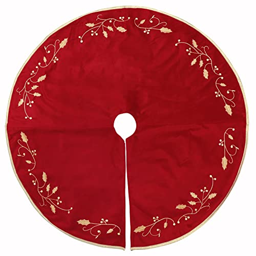 Bunny Chorus BC-876 36 Inches Christmas Tree Skirt, Classical Velvet Fur Plush Red Tree Skirt thumb #1