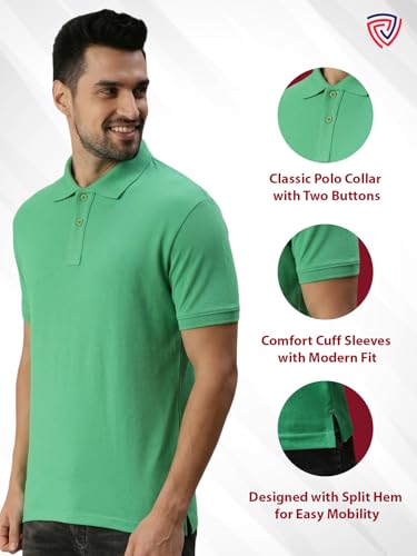 Image of Lux Cozi Men's Cotton Solid Polo Tshirt | Collar Tshirts | Half Sleeves | Stylish & Premium All Day Wear | Pack of 1