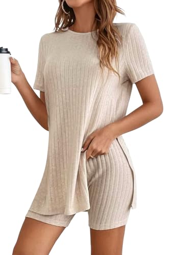 Survêtement femme 2 pièces Tomwell avec ensemble t-shirt col rond et short décontracté