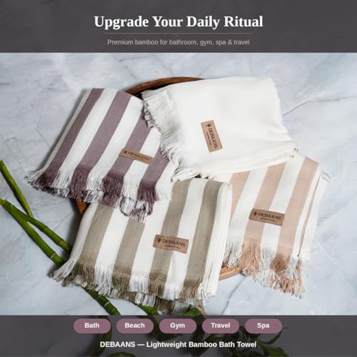 Image of 100% Bamboo Large Bath Towel | Buttery Soft, Ultra-Absorbent, Lightweight, Anti-Microbial, Hypoallergenic, Quick Dry | Suitable for Daily use, Travel, Gym, Swimming (Ivory)