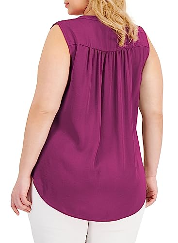 Image of Eytino Womens Plus Size Tank Tops Summer Sleeveless V Neck Casual Loose Chiffon Blouse Office Work Shirts(1X-5X)
