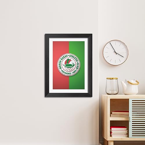 Image of TenorArts Mohun Bagan Poster Football 3D Textured Logo Print Laminated Photo Frame Painting with Matt Finish Black Tectures (9 inches x 12inches)