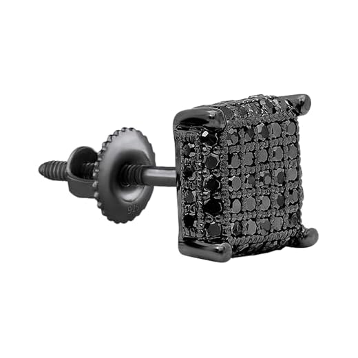 Dazzlingrock Collection 0.25 Carat (ctw) Black Rhodium Plated Black Diamond Mens Stud Earring 1/4 CT (Only 1pc), Sterling Silver
