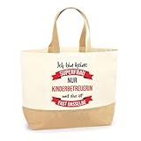 Jutebeutel Beste Kinderbetreuerin Powerfau - Einkaufstasche und Strandtasche aus Baumwolle und Jute, Geschenk zum Ruhestand, Abschied, Geburtstag für Kollegin oder Chefin