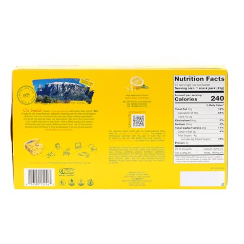 Image of Loacker Classic Lemon Wafers - Premium Crispy Wafer Cookies with Lemon Cream Filling - Multipack of 12 Snack Packs - NON-GMO - Sicilian Lemons - 45g /1.59oz, Pack of 12