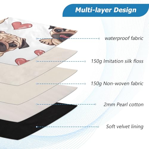 Funda para portátil 13-14 pulgadas impermeable con diseño de perros pug miniatura 4