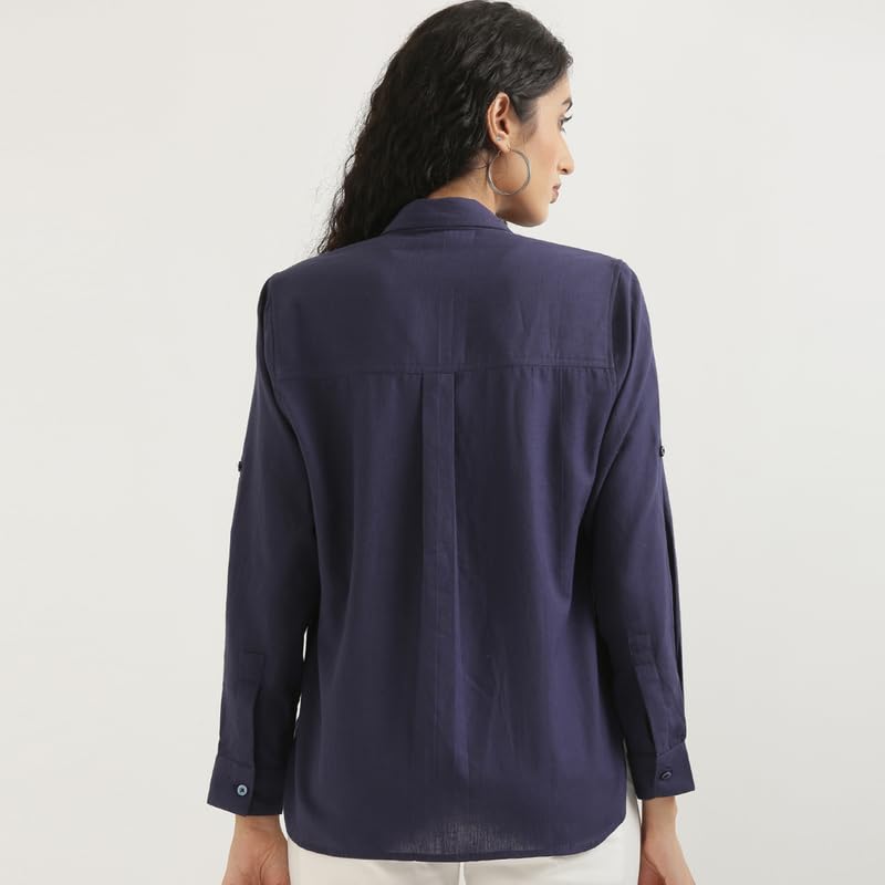 Image of SAADAA Airy Linen Shirt | Solid Regular Fit Casual Shirts Stylish for Women