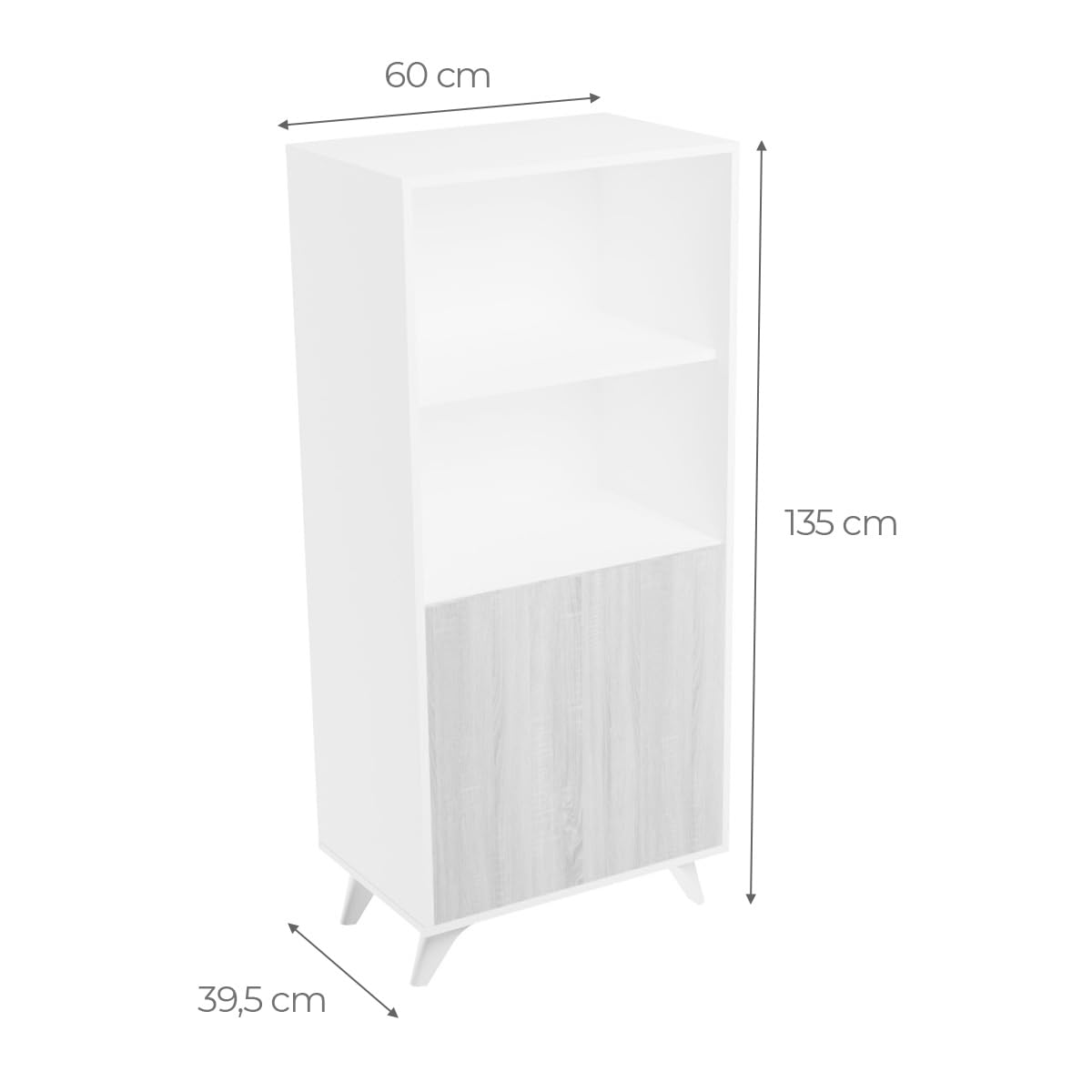 Homey - Mueble Bar para Salón o Comedor, Modelo Döburg, Práctico y Funcional, Color Blanco-Roble, Fácil de Montar, Medidas: 135 cm (Ancho) x 60 cm (Alto) x 40 cm (Fondo)