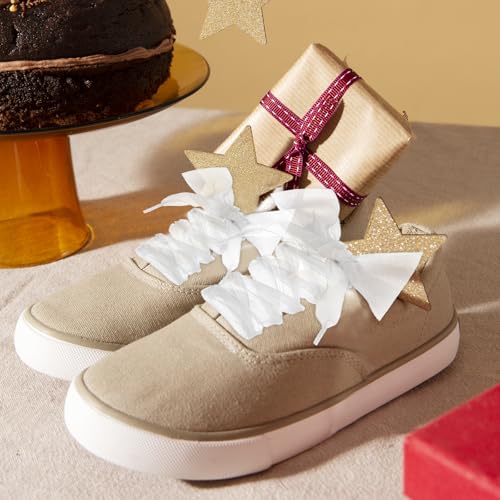 2 Pairs Fashion Shoelaces, 43in Ribbon Flat Snow Yarn Shoelace Soft Stain Organza Shoestrings for Women Sneakers2