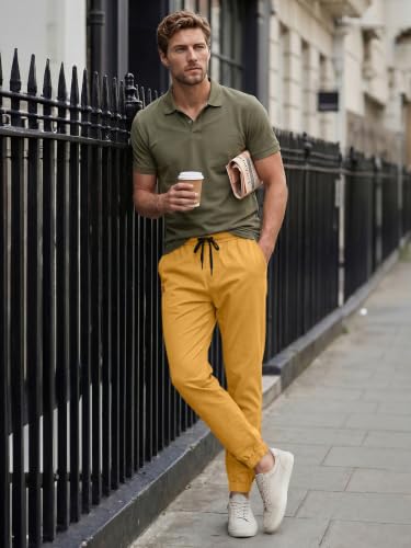 Image of JMIERR Mens Cotton Stretch Joggers Casual Twill Athletic Track Pants