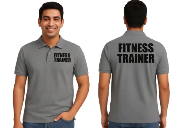 printholic Fitness Trainer Uniform Polo T-Shirt | Both Half Sleeve Collar T-Shirt for Gym Staff & Personal Trainers | Unisex Workout Instructor Workwear-picture-18