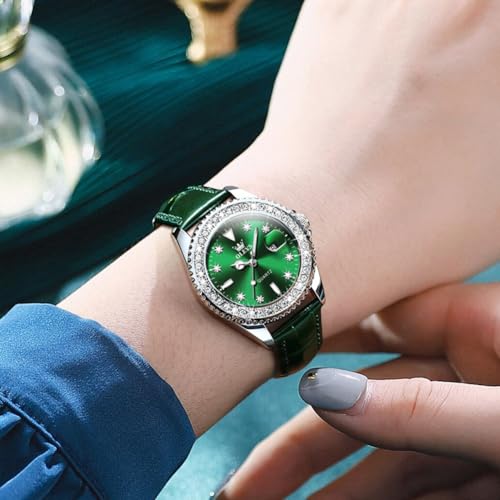 Image of OLEVS Ladies Watch Diamond Dress Analog Female Watches Stainless Steel Two Tone Waterproof Luminous Day Date for Womens Wrist Watch Gift