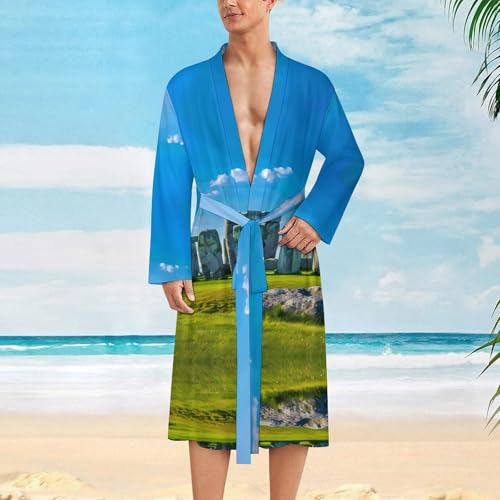 Stonehenges1 Summer Funny Men's Robe Soft Lightweight Bathrobe Long-sleeve Spa Robes2