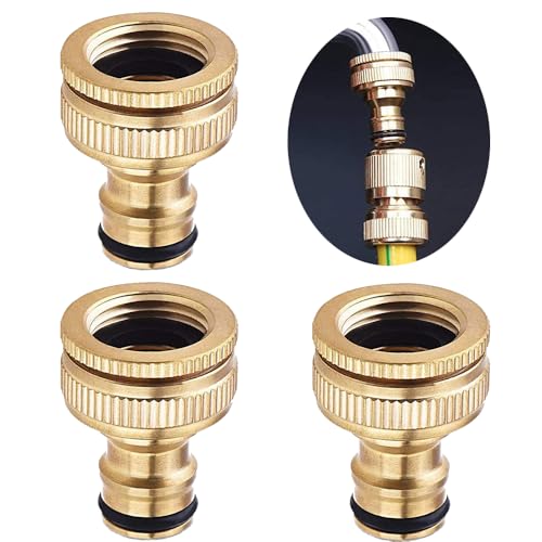 Uni-Fine 2-in-1 Garden Hose Quick Connector Kit - Brass 1/2 & 3/4 Inch Nozzle & End Connector for Kitchen & Outdoor Use