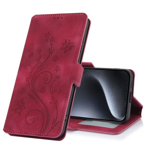 Étui portefeuille iPhone 15 Plus rouge pour éviter les écrans brisés
