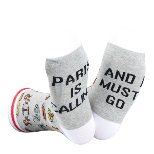 GJTIM Paris Trip Vacation Socks - Novelty Paris Is Calling I Must Go - France Vacation Gift for Her