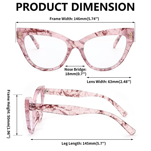 Image of FEISEDY Women Oversized Blue Light Blocking Computer Glasses Fake Nerd Cat Eye Glasses Frame Anti Eyestrain B2323
