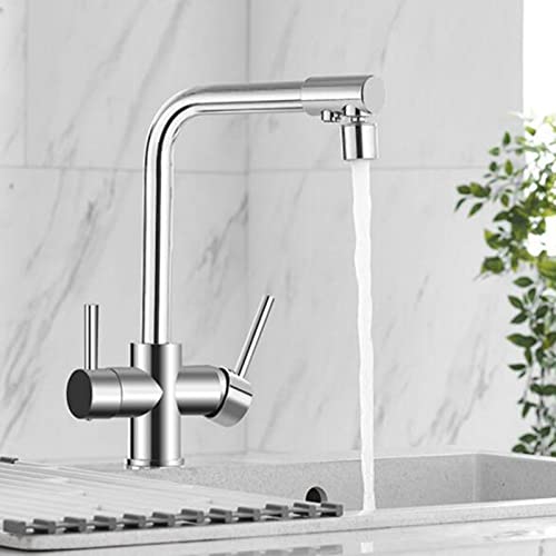Mitigeur d'évier monotrou en laiton chromé pour eau chaude et froide