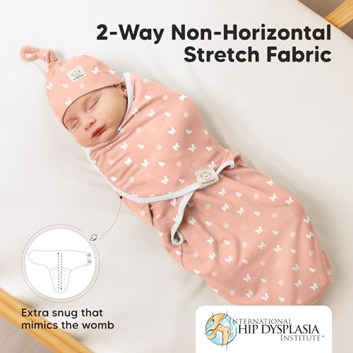Image of 3pk Organic Swaddles for Newborns Girls, Boys & Hats (Butterflies, 0-3M) | Soft Cotton Baby Sleep Sacks 0-3 Months, Breathable Baby Hats and Swaddles 0-3 Months, Newborn Essentials Must Haves