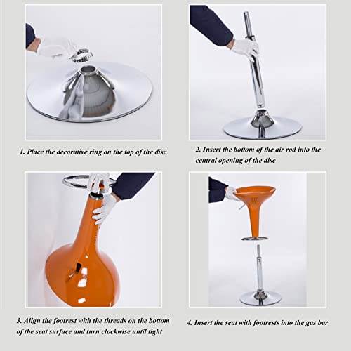 Butaco de bar ajustable con giro de 360°, asiento de plástico y estructura de metal, altura regulable de 23.6 a 31.5 pulgadas, para cocina, bar o pub miniatura 7