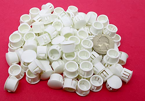 Image of White Nylon Push in Locking Hole Plug - Fits Panel Hole Diam 1 /2 inch, Head Diam 9 /16 inch, Fits Panel Thickness .016 inch-.125 inch, Surface Finish Matte-Textured