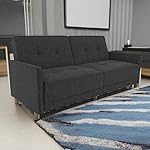 DHP Andora 76 Inch Futon Sofa Bed, Modern Upholstered Couch Sleeper with Button Tufted Back and Seat, Grey - Image 5