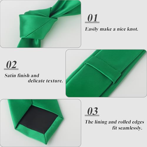 Image of Landisun Black Tie Men Women Solid Skinny Ties Slim Ties Satin Tie