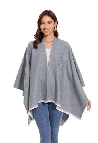 Shawl Wraps for Women, Elegant Knitted Cape Open Front Poncho Scarf Blanket Cardigan Coat for Autumn and Winter2