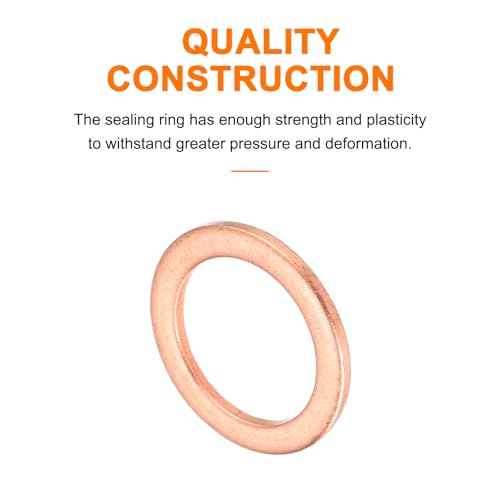 QUARKZMAN 52 Stück Flache Kupferdichtungen, 10x14x1mm Kupfer Flache Metrische Dichtungsringdichtungen für Hydraulikarmaturen Schraube Bolzen Mutter Elektronikreparatur