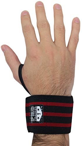 Munhequeira Simples Crossfit Musculação Lesões Elástica Pulso (PRETO COM VERMELHO)