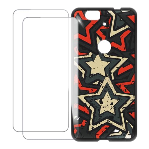 UOGNADGD Screen Protector and Case for Huawei Nexus 6P - Star