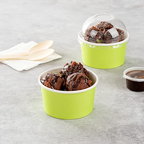 Image of Coppetta 8-Ounce Dessert Cups, 50 Disposable Ice Cream Cups - Lids Sold Separately, Sturdy, Light Green Paper Frozen Yogurt Bowls, For Hot And Cold Foods, Perfect For Gelato Or Mousse - Restaurantware