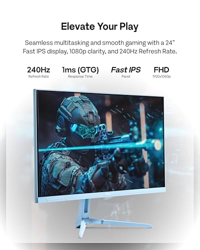 Image of Pixio Two PX249 Wave Blue 24 inch 240Hz Refresh Rate FHD 1080p Resolution IPS Panel 4ms GTG Response Time Gaming Monitor and PS1D Wave Blue Dual Monitor Arm