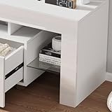 Redd Royal 130cm TV Stand Cabinet White High Gloss with Led Light for 32"-65" TV, Modern TV Unit Entertainment Center Console Cabinet with Large Storage Drawer Glass Shelves for Living Room Bedroom - Image 10