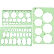 Hestya 3 Pieces Circle Template for Drawing 3 Sizes Circle Stencil Templates for Drafting Round Plastic Geometric Stencil for Office and School Building Formwork DrawingsClear Green