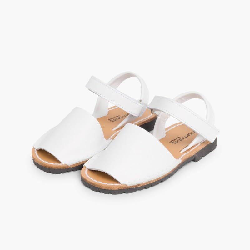 Sandales avarcas Pisamonas enfant en cuir nappa avec scratch de fermeture