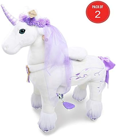 PonyCycle Riding Horse White and Purple Unicorn for Age 4-9 Years Medium Size - K41 (Pack of 2)