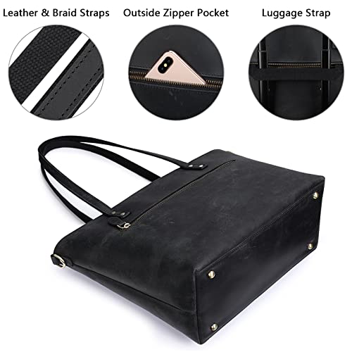Bolso Tote de Cuero Genuino Vintage para Mujer miniatura 3