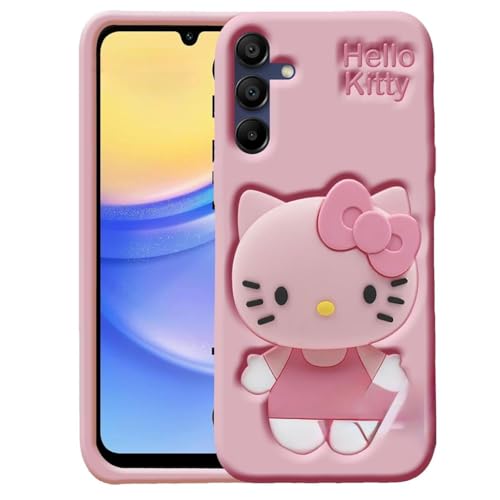 Image of for Samsung Galaxy S24 FE 5G Hello Kitty | 3D Cute Cartoon Case with Kitty Face Holder for Girls |Cute Soft Silicone Stylish Fashion Fun for Samsung Galaxy S24 FE 5G (Pink)