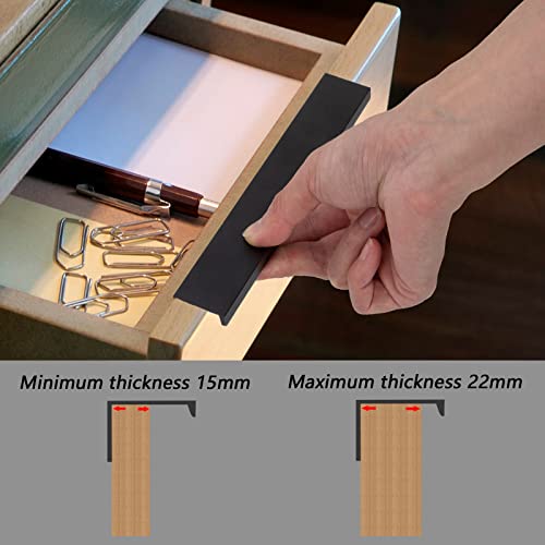 Heveer Black Furniture Handles Hidden Cabinet Handles 200mm with Screws Concealed Cupboard Handles for Cabinet Door Drawers 8 Pieces - Image 3