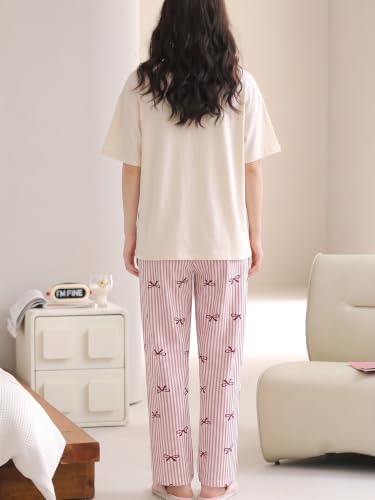Image of Louis Luxe Cotton Blend Womens Korean Night Dress || Full Pyjama Set ||Korean Nightsuit || Women Nightwear ||Round Neck Full Sleeve Nightsuit || Loungewear || Everyday Nightdress (ND-10)