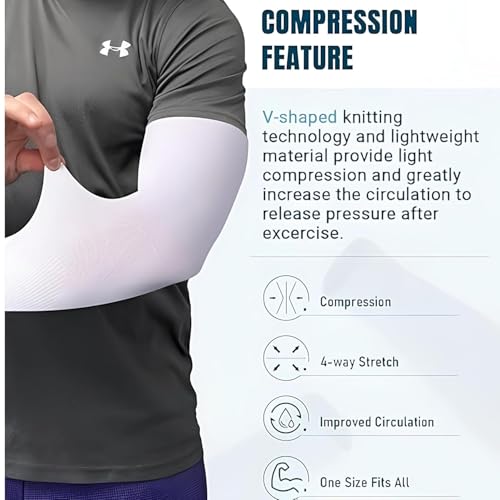 Image of PulGos UV Protection Arm Sleeves with Thumb Holes, Nylon Sun Protection Hand Cover for Running and Cycling, Unisex