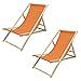 Produktbild ECD Germany 2er Set Liegestuhl klappbar aus Holz, 3 Liegepositionen, Orange, bis 120kg, Gartenliege Sonnenliege Relaxliege Strandliege Liege Strandstuhl Klappstuhl, für den Garten Terrasse und Balkon