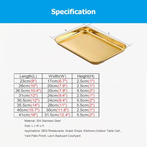 Bandeja para hornear de acero inoxidable dorada rectangular 31x24cm 3