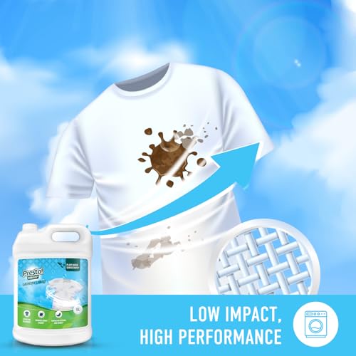 Image of Amazon Brand - Presto! Plant Powered Laundry Liquid, 5L | Eco-Friendly, Skin-Safe & Effective Cleaning | Gentle on Fabrics | Made in India