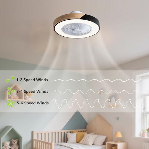 Plafonnier ventilateur LED intelligent à intensité variable pour chambre